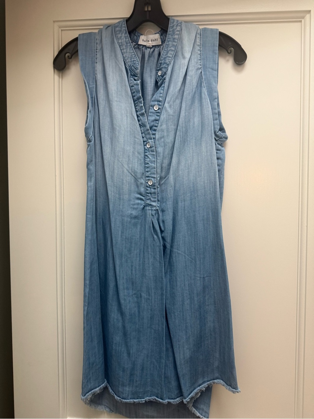 Bella Dahl Light Blue Chambray Button-Neck dress